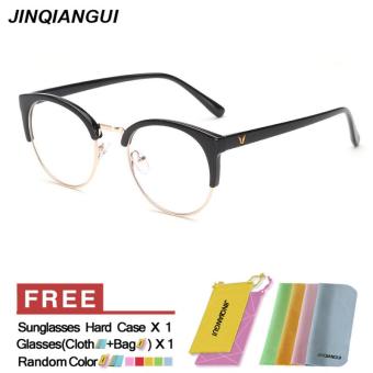 JINQIANGUI Fashion Glasses Frame Vintage Retro Cat Eye Glasses BlackGold Frame Glasses Plastic Frames Plain for Myopia Women Eyeglasses Optical Frame Glasses - intl