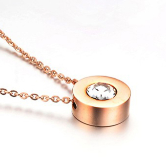 ZUNCLE Korea elegant diamond rose gold plated titanium steel Women pendant necklace(Rose Gold)