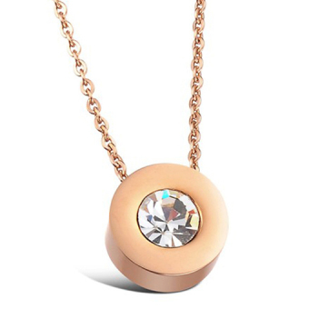 ZUNCLE Korea elegant diamond rose gold plated titanium steel Women pendant necklace(Rose Gold)