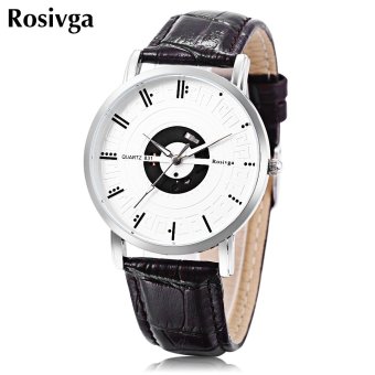 Rosivga 831 Unisex Quartz Watch Water Resistance Leather Band Luminous Pointer Wristwatch - intl
