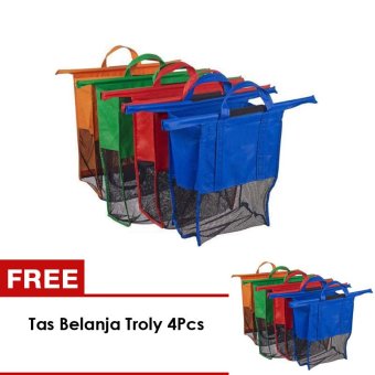 Buy 1 + 1 Generic Kantong Belanja JUMBO Trolley Bag dengan Jaring IMPORT ORIGINAL - Kantong Belanja 4 Pcs