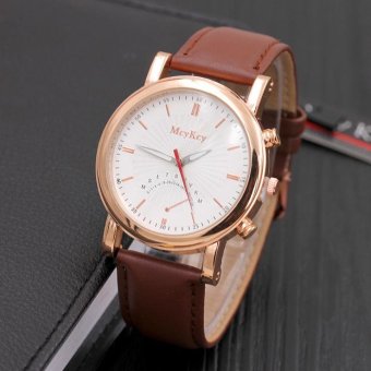 CE fashion monocular four-pin watch male belt men's watches business casual brand male watch Europe and the United States selling fashion single product watch selling single product round dial brown watch white dial-B - intl