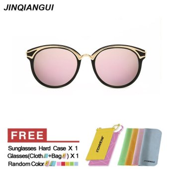 JINQIANGUI Sunglasses Men Polarized Round Retro Titanium Frame Sun Glasses Rose Color Eyewear Brand Designer UV400 - intl