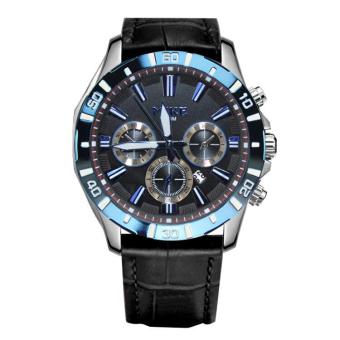 ruixiang Meters (Mike) watch outdoor sports and leisure Mens watch business fashion watch avant-garde and unique waterproof quartz table 353m black rim of blue black bel (Black)