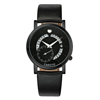 Genuine leather ultra - thin couple watch belt fashion mens Wrist watch waterproof quartz watches man calendar - intl
