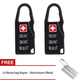 Gembok Koper Password Besi Kuat Kunci Koper Kombinasi Free Nametag Aluminium Metal