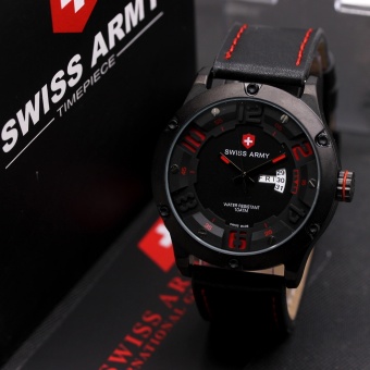 Swiss Army Limited Edition D48H140SA3283MHTMM Day Date Jam Tangan Pria Leather Strap ( Hitam )