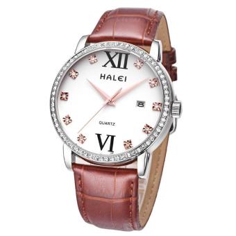 kobwa Genuine Leather Strap Watch Brand lovers watch wholesale calendar one generation waterproof (1 X men Watch) (White)