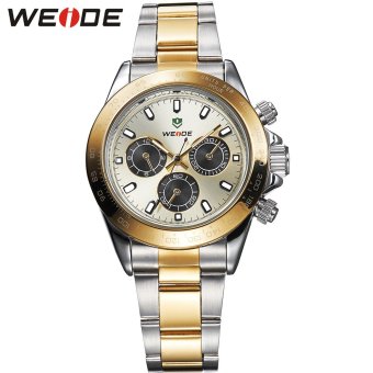 [100% Genuine]WEIDE Men's Quartz Watch Men Sports Watches Top Fashion Brand Stainless Steel Military Waterproof Wristwatches - intl