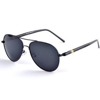 Aoron sunglasses Men 2016 New Polarized sunglasses Metal Flame Aviator Lens 209 Glasses Mirror Driver Outdoors Eyewear （black）