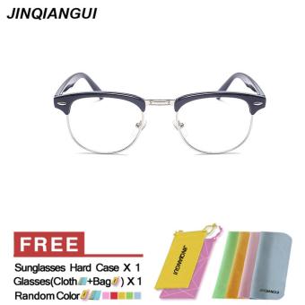 JINQIANGUI Fashion Glasses Frame Half Frame Glasses BrightBlack Frame Glasses Plastic Frames Plain for Myopia Women Eyeglasses Optical Frame Glasses - intl