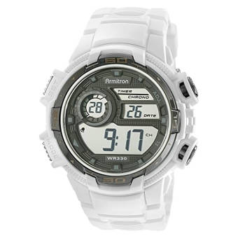 Armitron Sport Men's 40/8347WHT Silver-Tone Accented Digital Chronograph White Resin Strap Watch (Intl)
