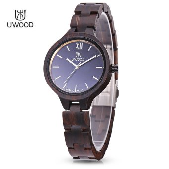 UWOOD UW - 1002 Female Wooden Quartz Watch Daily Water Resistance Nail Shape Scale Wristwatch (Black) - intl