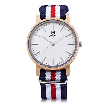UWOOD UW - 1006 Male Wooden Quartz Watch Japan Movt Nylon Band Wooden Case Wristwatch (#2). - intl