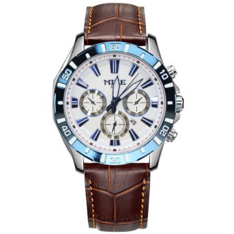 CITOLE Meters (Mike) watch outdoor sports and leisure Mens watch business fashion watch avant-garde and unique waterproof quartz table 353m flour blue edge brown belt (Brown) - intl