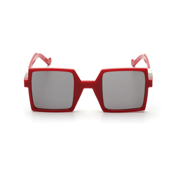 Men's Eyewear Sunglasses Men Mirror Square Sun Glasses Silver Red Color Brand Design