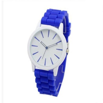 Thinch Women's Fashion Crystal Case Blue Silicone Band Quartz Wrist Watch Jelly Watches Gifts