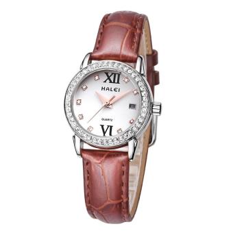 SOBUY Genuine Leather Strap Watch Brand lovers watch wholesale calendar one generation waterproof (1 X women Watch) (White)