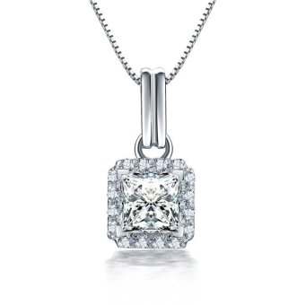 Danki Trendy Female Necklace 100% 925 Sterling Silver Pendant CZ Diamond Princess Cut Classic Pendant Women Gift - intl