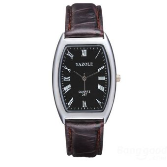 LD Shop YAZOLE 267 Rectangle Roman Number PU Band Quartz Watch (Black&White)