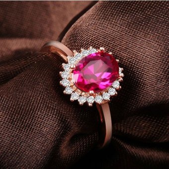 Created Ruby Ring Princess Kate Style 925 Sterling Silver Adjustable Ring Women Gemstone Jewelry