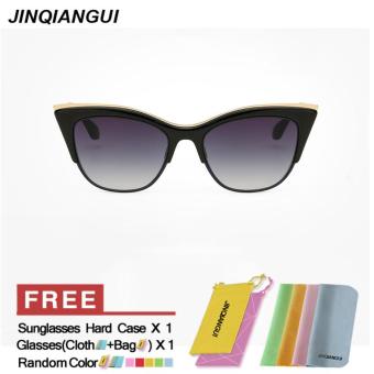 JINQIANGUI Sunglasses Women Cat Eye Retro Plastic Frame Sun Glasses Grey Color Eyewear Brand Designer UV400 - intl