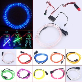 Car Flexible Chasing EL Wire Light II Flash Neon Strip 12V Inverter 2m White Color - Intl