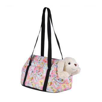 Dicuci kecil hewan peliharaan kucing anjing perjalanan pembawa tas jinjing lembut empuk dompet tas bahu tas pola kartun - ukuran M (berwarna merah muda) - International