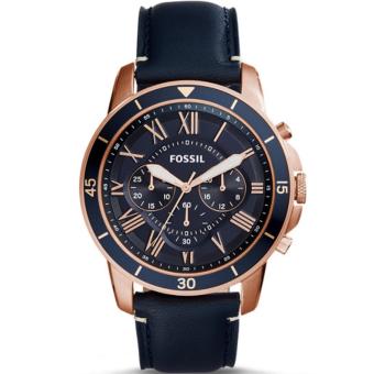 Fossil Jam Tangan Pria Fossil FS5237 Grant Sport Chronograph Blue Leather Watch. >>>>