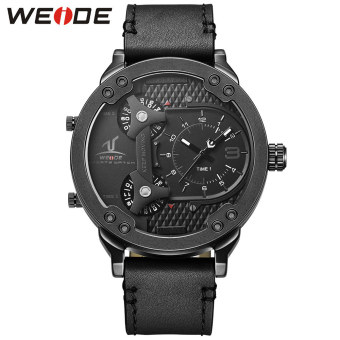 [100% Genuine]WEIDE Brand Men Sport Watches Quartz Watch Genuine Leather Strap Multiple Time Zone Fashion Design Male Clock Wristwatches 1506 - intl