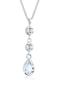 Elli Germany 925 Sterling Silver Kalung Glamor Pear Swarovski Crystals Putih
