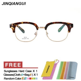 JINQIANGUI Men's Fashion Glasses Frame Square Glasses Leopard Frame Glasses Plastic Frames Plain for Myopia Men Eyeglasses Optical Frame Glasses - intl