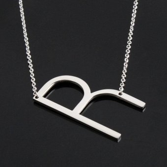 Women Stainless Steel Jewelry Choker Chunky 26 ABC Letter Pendant Necklace - intl