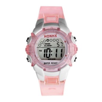 Thinch Waterproof Children Girls Digital LED Quartz Alarm Date Sports Wrist Watch (Pink)
