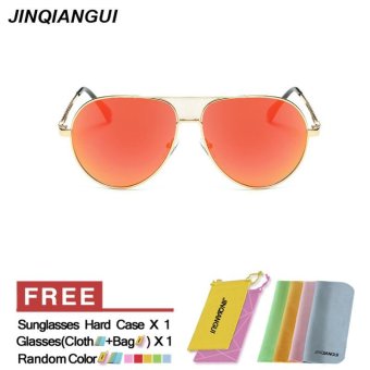 JINQIANGUI Sunglasses Men Pilot Titanium Frame Sun Glasses Red Color Eyewear Brand Designer UV400 - intl