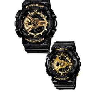 Casio G-Shock and Baby-G Couple Black Resin Strap Watches GA-110GB-1A & BA-110-1A (Black)