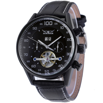 Jargar Automatic Men Dress Watch with Black Leather Strap Gift Box JAG16556M3B2 Black