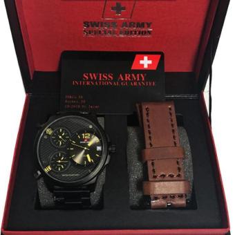 Swiss ArmyJam tangan Formal dan Kasual Pria - SA 1001 BL-Fiture Exclusive - Stainless ( Free Strap )