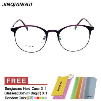 JINQIANGUI Glasses Frame Women Round Retro Titanium Eyewear Purple Color Frame Brand Designer Spectacle Frames for Nearsighted Glasses - intl