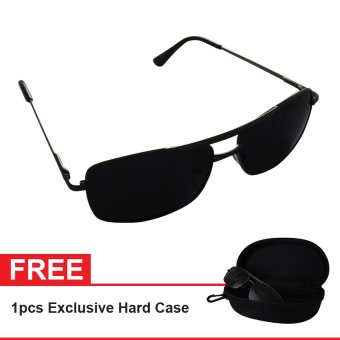Polarized Sunglasses UV 400 HD Night LK9011 Free Exclusive Hard Case - Kacamata Pria & Wanita - Hitam