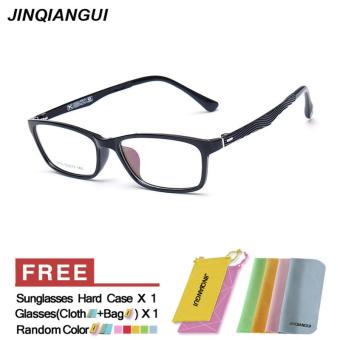 JINQIANGUI Fashion Glasses Frame Rectangle Glasses BrightBlack Frame Glasses Plastic Frames Plain for Myopia Women Eyeglasses Optical Frame Glasses - intl