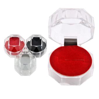 LT365 Plastic Ring Earrings Jewelry Crystal Box Storage Gift Case DisplayPlastic Ring Earrings Jewelry Crystal Box - intl