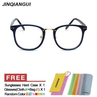 JINQIANGUI Glasses Frame Men Square Plastic Eyewear Blue Color Frame Brand Designer Spectacle Frames for Nearsighted Glasses - intl