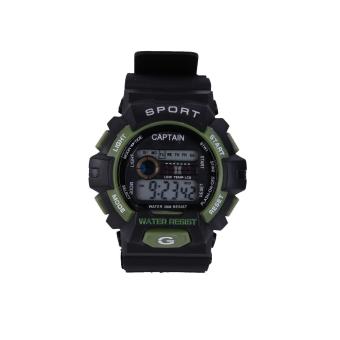 Ronaco Jam Tangan Sport digital waterproof - Black strip hijau