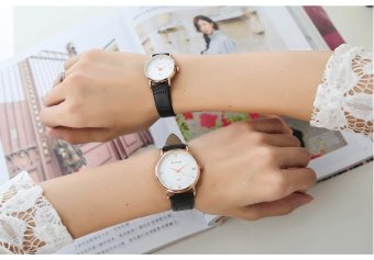 CE set of two high-end casual table brand belt quartz watch men's watches female models couple watches a pair of waterproof watches fashion single product watch selling single product round dial black strap white dial - intl