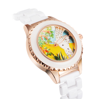 ASJ Fashion Unique Cool Brand Female Woman's Quartz Watch Ceramic Band Alloy Wristwatch with Animal Pattern - intl