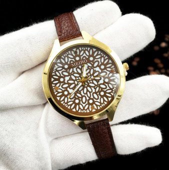 CE Europe and the United States selling hollow pattern watch female models carved geometric figures fine straps explosion models ladies watches fashion single product watch selling single product round dial Brown strap Brown dial - intl