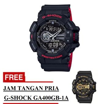 Casio G-Shock GA-400HR-1AJF Jam Tangan Pria Tali Karet - Black Red+Free Jam Tangan G-Shock GA-400GB-1A