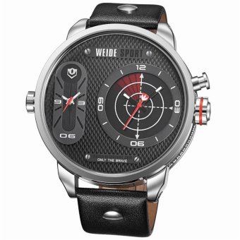 [100% Genuine]WEIDE Quartz Watch Men Luxury Brand Leather Strap Stainless Steel Waterproof Sport Design Casual Wristwatches - intl