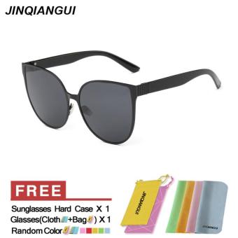 JINQIANGUI Sunglasses Women Cat Eye Retro Titanium Frame Sun Glasses Grey Color Eyewear Brand Designer UV400 - intl